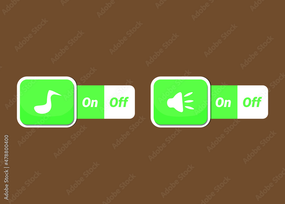 Collection Green Button 3D, With Button On Off, Vector Template Gui Kit Collection Green Button 3D, With Button On Off, Vector Template Gui Kit