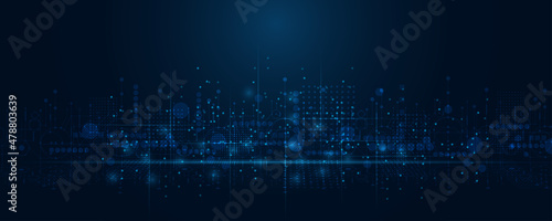 Abstract lines and dots connect background. Technology connection digital data and big data concept