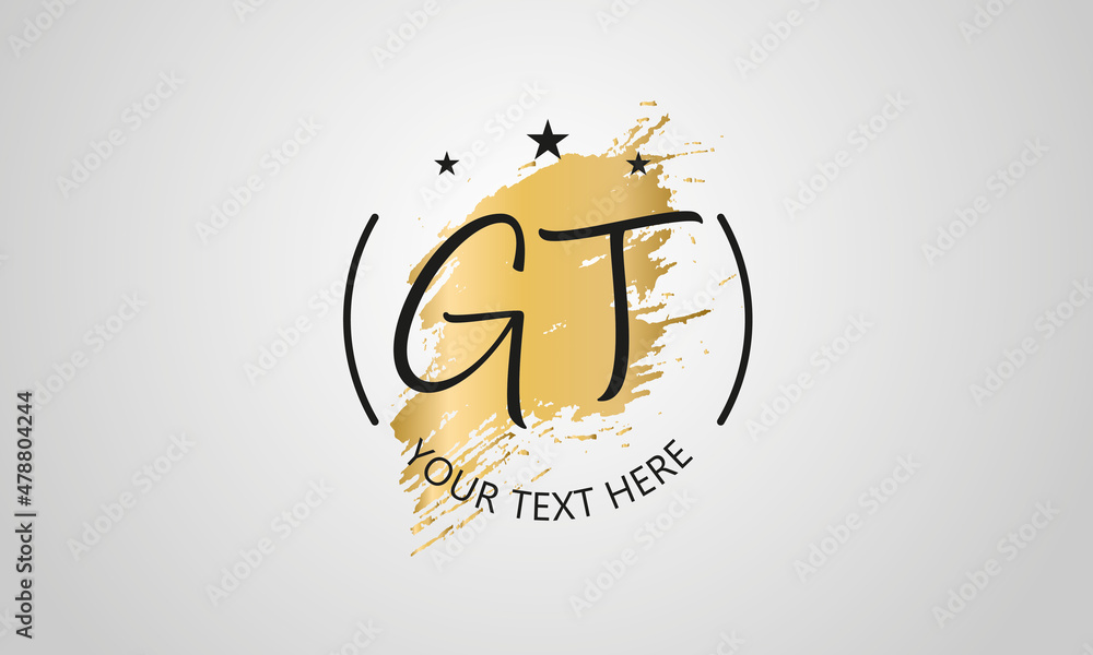 Handwritten feminine GT letter logo vector template design Handwritten feminine GT letter logo vector template design