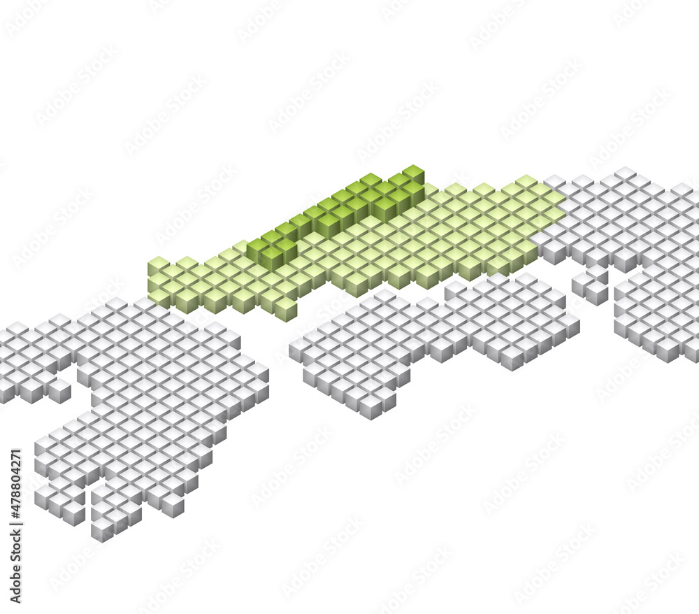 Fototapeta premium キューブドットの3D日本地図 中国地方 島根