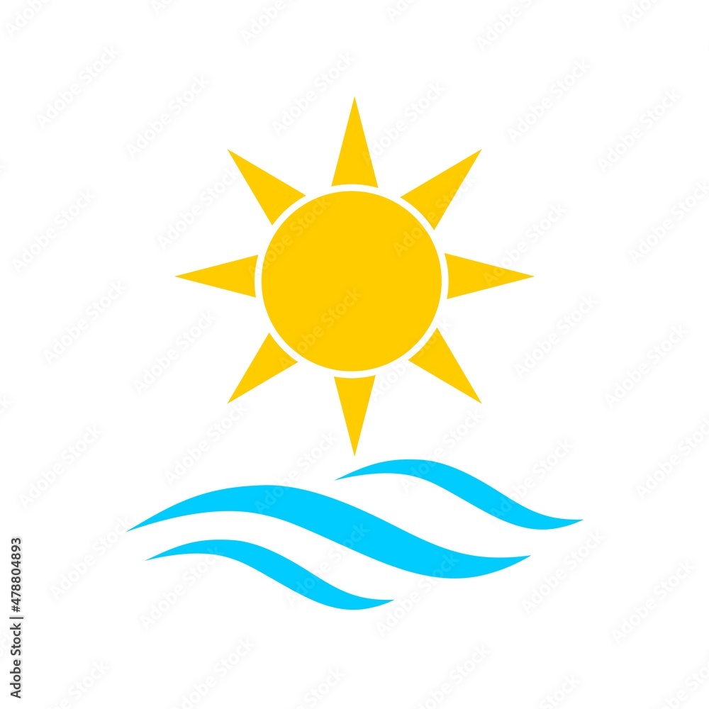 Sun and Wave Logo Design isolated on white background Sun and Wave Logo Design isolated on white background