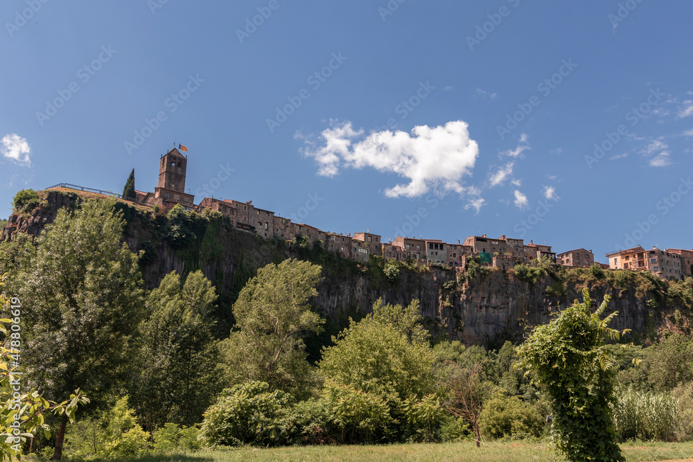 Panoramic view of the picturesque town of Castellfollit de la Roca in Girona