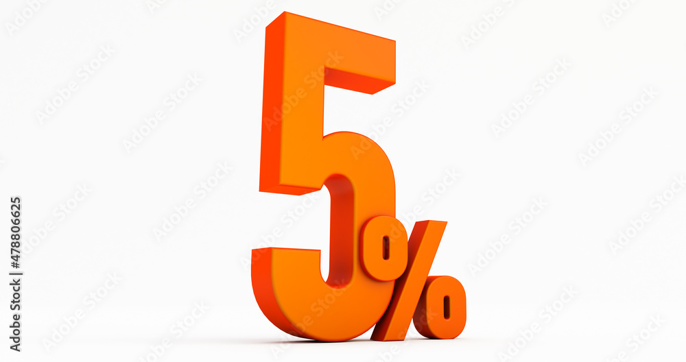 3d render of five percent offre isolated on white percent..-5 percent off 3d render of five percent offre isolated on white percent..-5 percent off