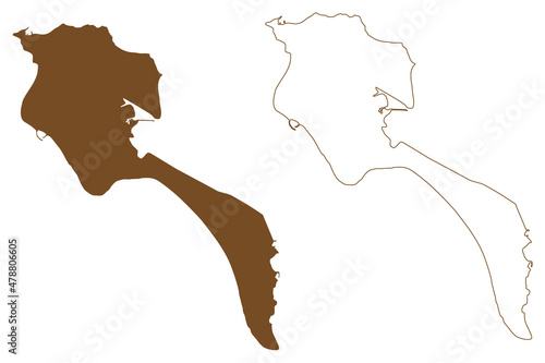 Noirmoutier island (French Republic, France) map vector illustration, scribble sketch Ile de Noirmoutier map photo