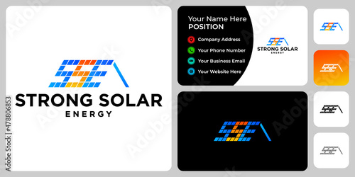 Letter SSE monogram solar power industry logo design with business card template.