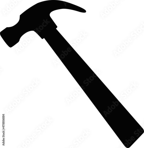 Vector illustration of black silhouette of hammer icon