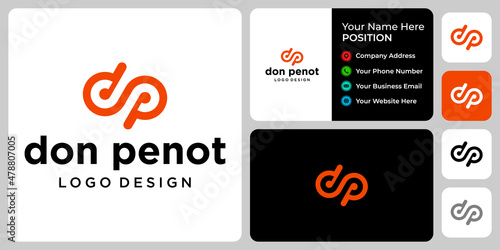 Letter d p monogram industry logo design with business card template.