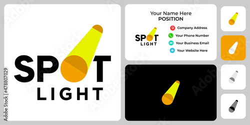Abstract spotlight logo design with business card template.