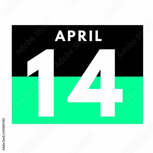 April 14 . Flat daily calendar icon .date ,day, month .calendar for the month of April