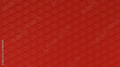 Gong xi fa cai happy Chinese New Year event with red Asian water curve wave background 3D rendering illustration 