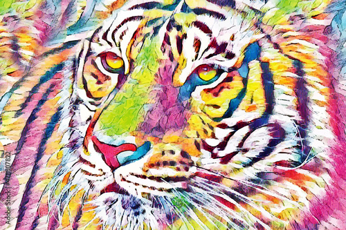 tiger head illustration watercolor style  tiger hand drawing tiger  tiger illustration.