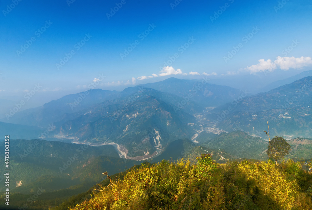 Beautiful Ramitey view point - Sikkim, India. From this view point, twists and turns of river Tista or Teesta can be seen below, River Tista flows through sikkim state. Beautiful Ramitey view point - Sikkim, India. From this view point, twists and turns of river Tista or Teesta can be seen below, River Tista flows through sikkim state.