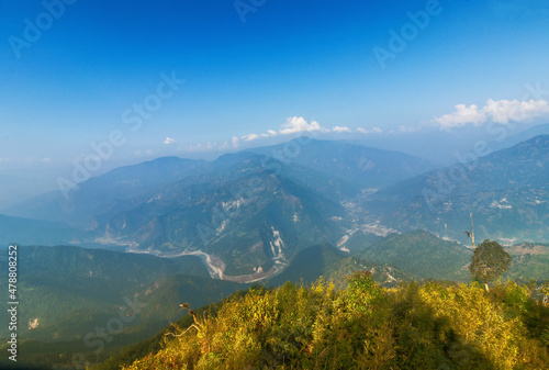 Beautiful Ramitey view point - Sikkim  India. From this view point  twists and turns of river Tista or Teesta can be seen below  River Tista flows through sikkim state.