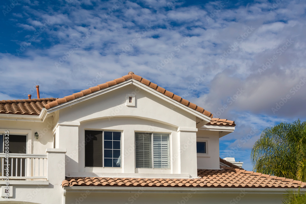 Architectural details of a single family house, Corte Morelia, Temecula city, California