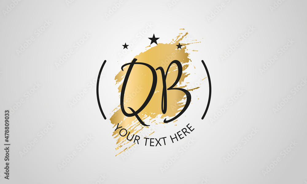 Handwritten feminine QB letter logo vector template design