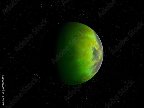 Realistic planet in deep space. Planet is in the habitable zone of its star 3d illustration.  © Nazarii