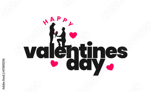 Valentine's text with the silhouette of the person proposing