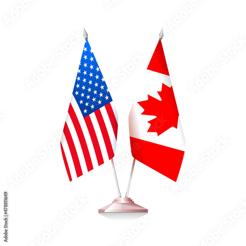 Flags of USA and Canada. Vector illustration