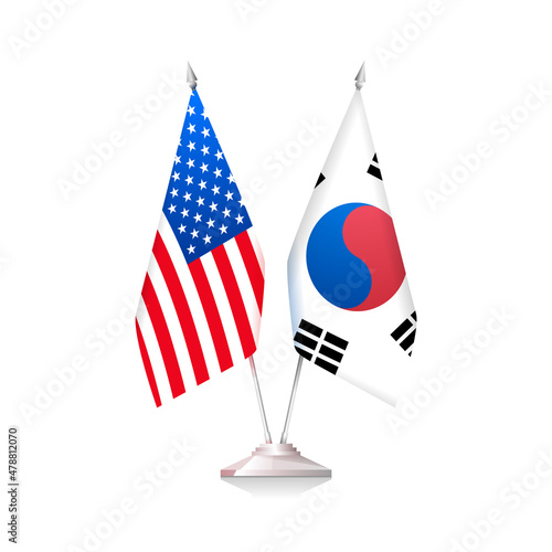 Flags of USA and South Korea. Vector illustration