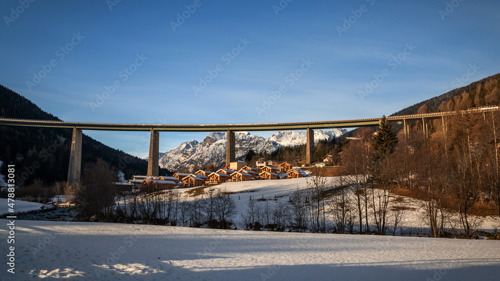 Construction of the Brenner Highway bridge.