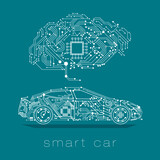 smart car illustration cloud service