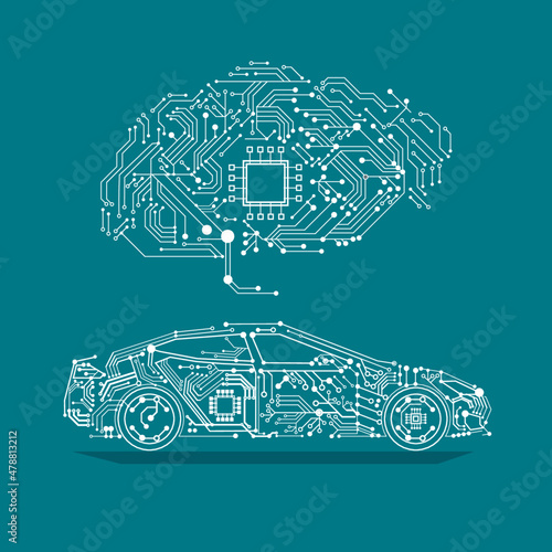 self driving smart car illustration
