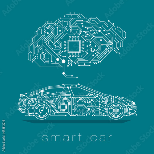 smart car illustration cloud service