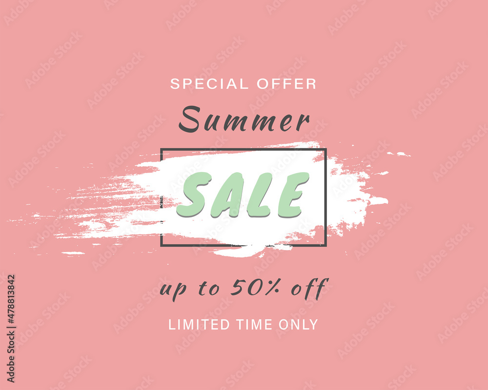 Spring sale banner, flyer. Pink sale vector banner with brush effect, brush line Spring sale banner, flyer. Pink sale vector banner with brush effect, brush line