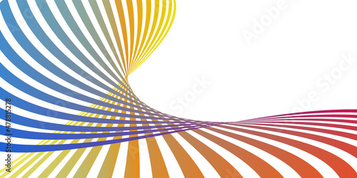 Wavy lines or ribbons. Multicolored striped gradient. Creative unusual background with abstract gradient wave lines for creating trendy banner  poster. Vector eps