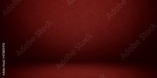 Empty red studio room  used as background for display your products