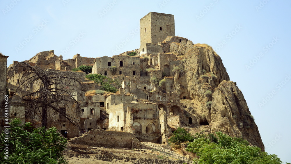ITALY-Craco, from a ghost town to a film set in the Basilicata region. In 1963, the historic center began to undergo depopulation due to a landslide