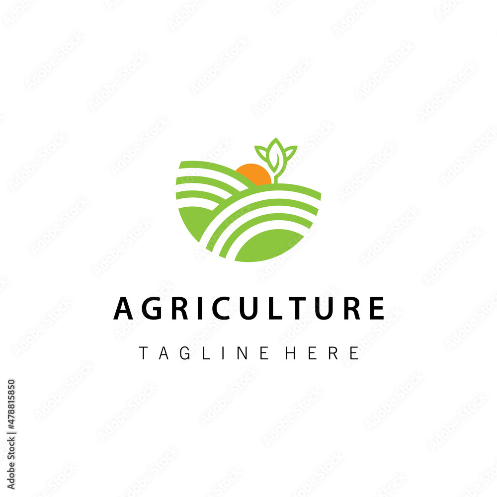 landscape farm logo design circle lines vector