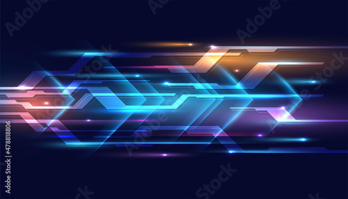 Abstract speed lines movement. Digital technology network background. Communication and innovation concept.