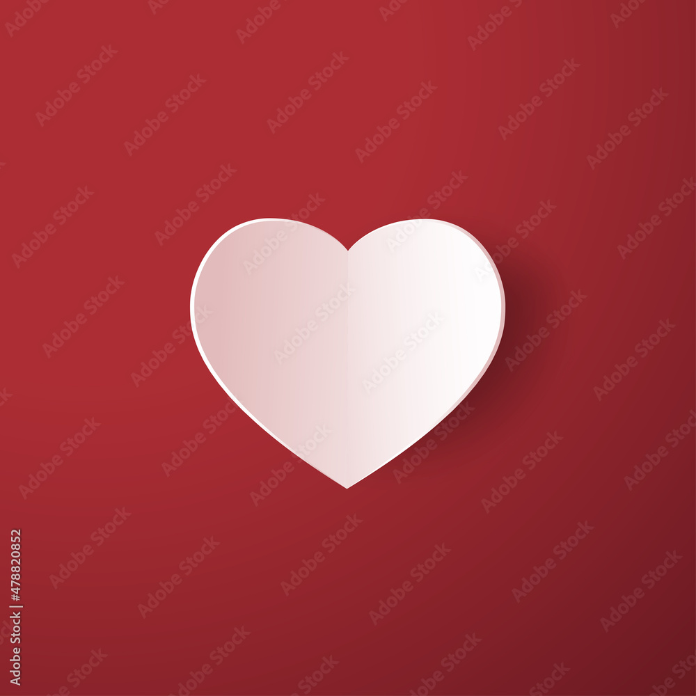 Heart paper style vector. Valentine background with Wheat hearts. Paper style realistic valentines day card design.