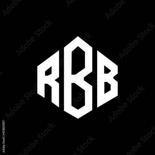 RBB letter logo design with polygon shape. RBB polygon and cube shape logo design. RBB hexagon vector logo template white and black colors. RBB monogram, business and real estate logo.