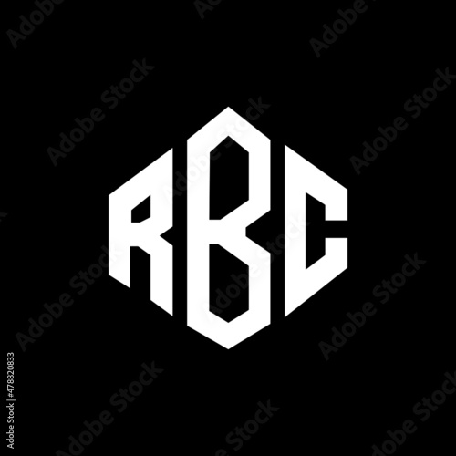 RBC letter logo design with polygon shape. RBC polygon and cube shape logo design. RBC hexagon vector logo template white and black colors. RBC monogram, business and real estate logo.