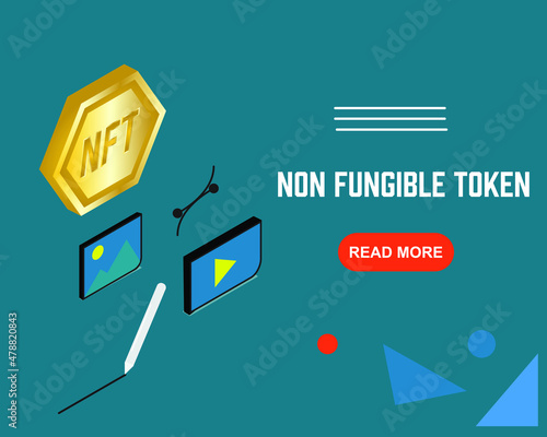 Non fungible token or NFT concept with things can generate the income from. Non fungible token is a unique and non-interchangeable unit of data stored on a blockchain, a form of digital ledger
