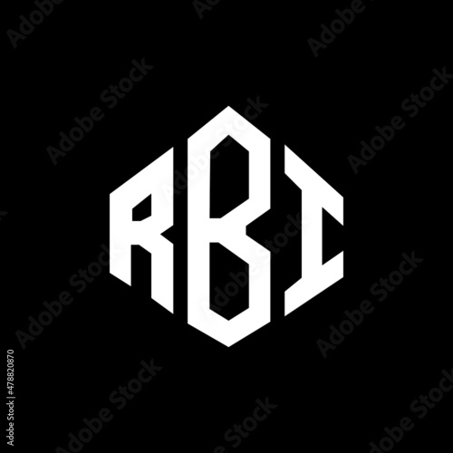 RBI letter logo design with polygon shape. RBI polygon and cube shape logo design. RBI hexagon vector logo template white and black colors. RBI monogram, business and real estate logo. photo
