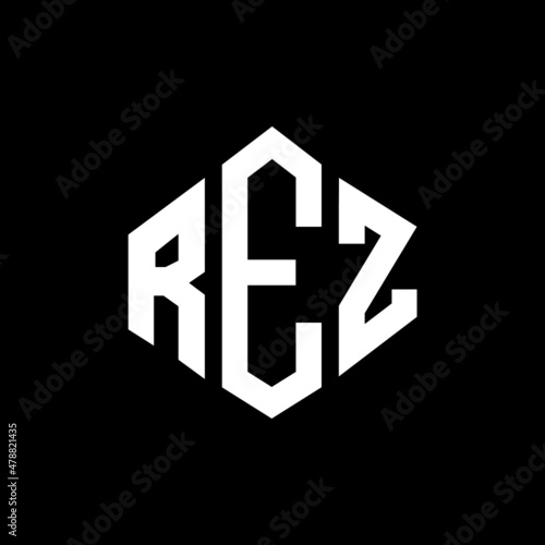 REZ letter logo design with polygon shape. REZ polygon and cube shape logo design. REZ hexagon vector logo template white and black colors. REZ monogram, business and real estate logo. photo