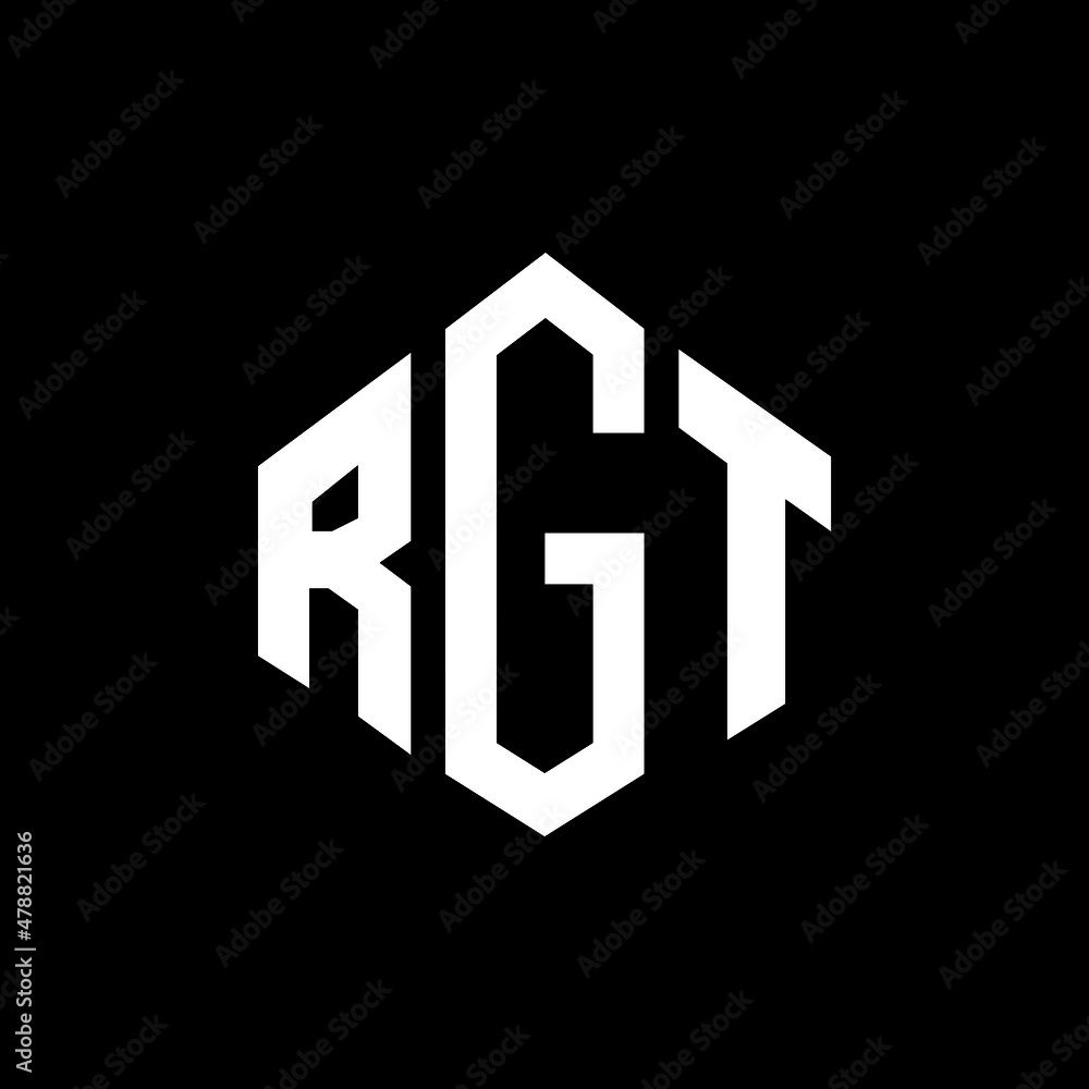 RGT letter logo design with polygon shape. RGT polygon and cube shape logo design. RGT hexagon vector logo template white and black colors. RGT monogram, business and real estate logo.