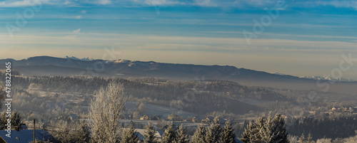 Panorama z widokiem na pasmo gór