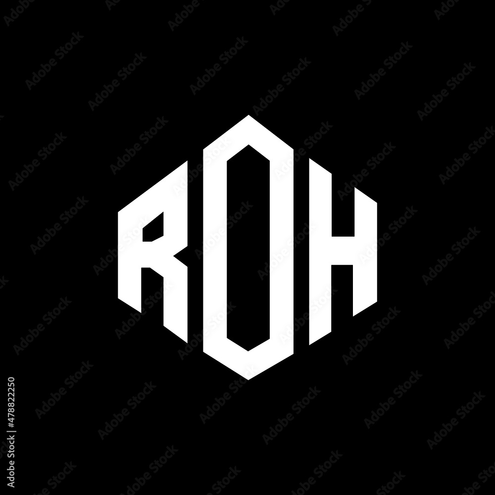 ROH letter logo design with polygon shape. ROH polygon and cube shape logo design. ROH hexagon vector logo template white and black colors. ROH monogram, business and real estate logo. ROH letter logo design with polygon shape. ROH polygon and cube shape logo design. ROH hexagon vector logo template white and black colors. ROH monogram, business and real estate logo.