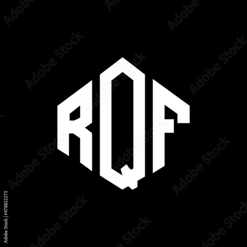 RQF letter logo design with polygon shape. RQF polygon and cube shape logo design. RQF hexagon vector logo template white and black colors. RQF monogram, business and real estate logo.