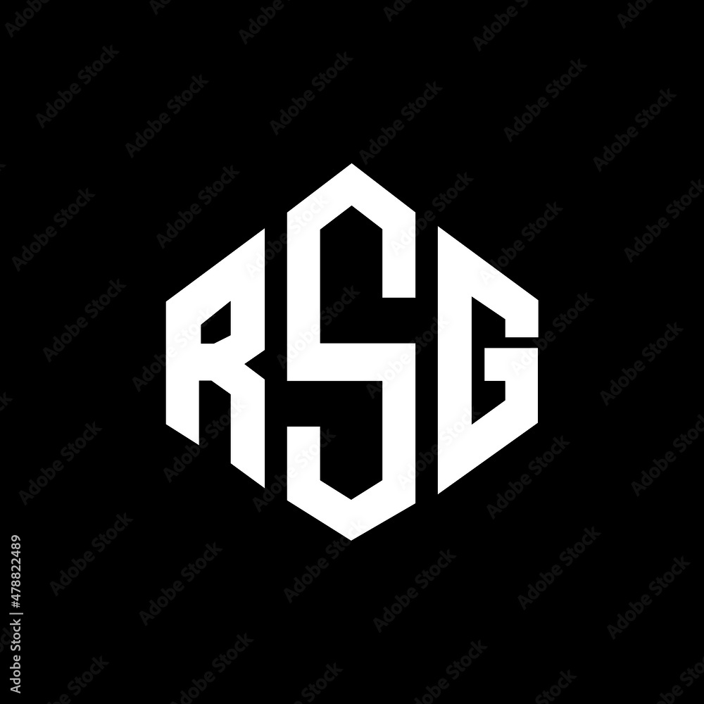 RSG letter logo design with polygon shape. RSG polygon and cube shape logo design. RSG hexagon vector logo template white and black colors. RSG monogram, business and real estate logo.