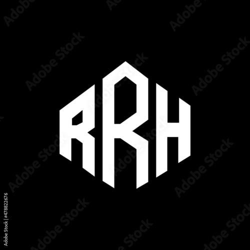 RRH letter logo design with polygon shape. RRH polygon and cube shape logo design. RRH hexagon vector logo template white and black colors. RRH monogram, business and real estate logo.