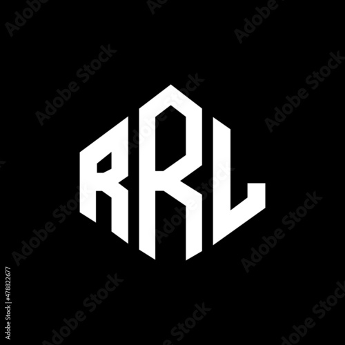 RRL letter logo design with polygon shape. RRL polygon and cube shape logo design. RRL hexagon vector logo template white and black colors. RRL monogram, business and real estate logo.