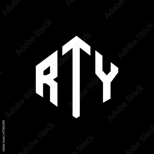 RTY letter logo design with polygon shape. RTY polygon and cube shape logo design. RTY hexagon vector logo template white and black colors. RTY monogram, business and real estate logo.
