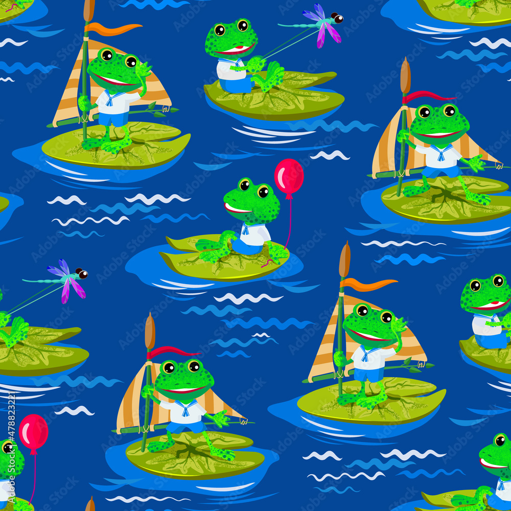 Fototapeta premium Seamless Pattern of cute Frogs.