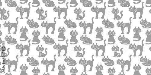 Cats illustration background. Seamless pattern. Vector. 猫のイラストパターン
