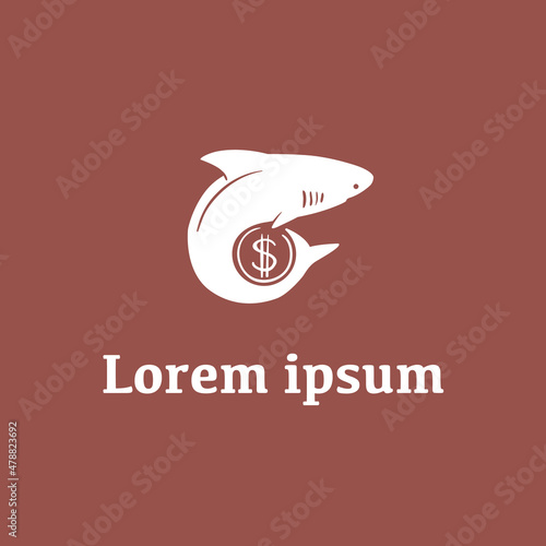 calm shark that hugs a coin with its tail
